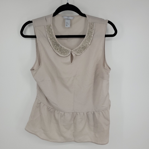 H&M Peter Pan Collar Top Sequins Detail Size 12 - Picture 3 of 14